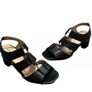 ABELLA True Comfort Carly Strappy Shoes Women Sz 10 Black 2.5” Block Heel Casual